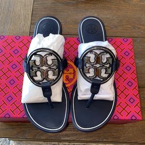 Tory Burch Metal Miller Sandals Perfect Navy